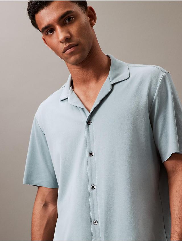 Calvin Klein Mens CK Black Button-Down Sleep Shirt - Blue - S Product Image