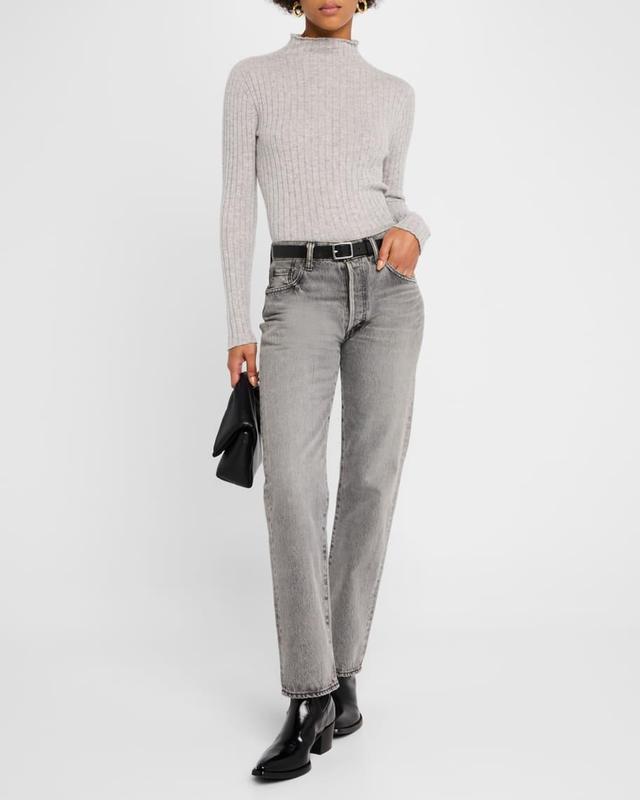 Cashmere Ribbed Mock-Neck Sweater Product Image