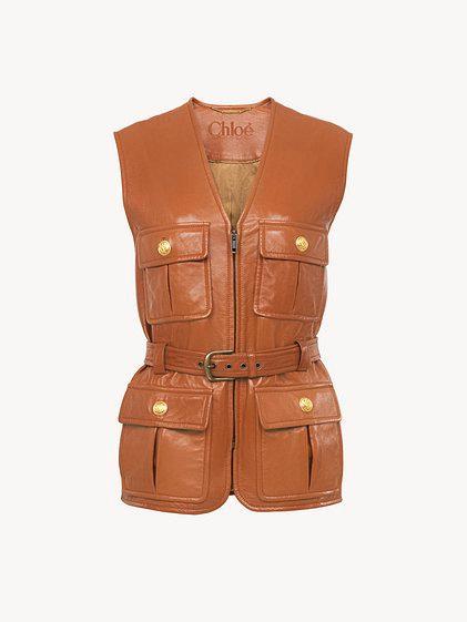 Utilitarian vest in soft leather Product Image