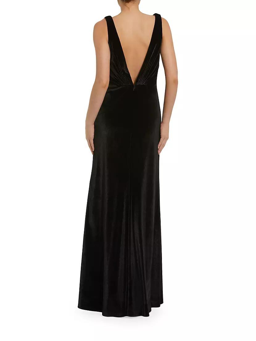 Draped Velvet Tie Slip Gown Product Image