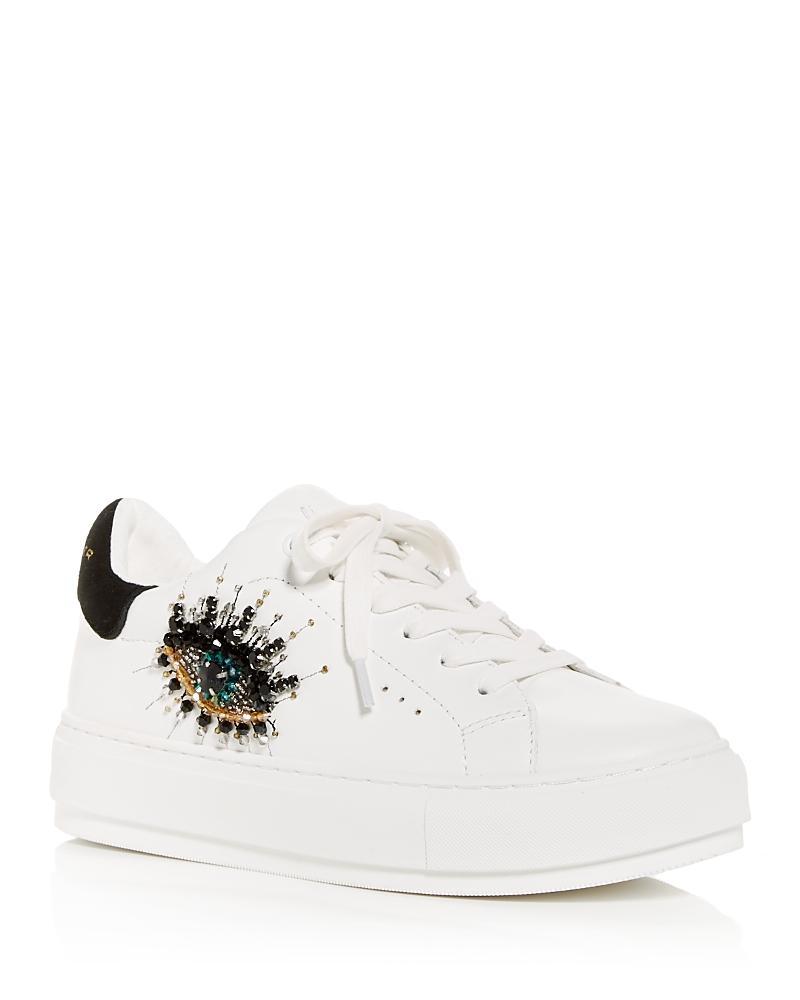 Kurt Geiger London Laney Leather Embellished Eye Platform Sneakers Product Image