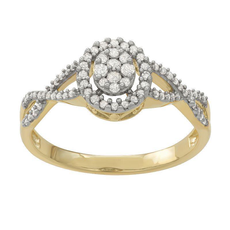 HDI 10k Gold 1/4 Carat T.W. Diamond Cluster Ring, Womens Yellow Product Image