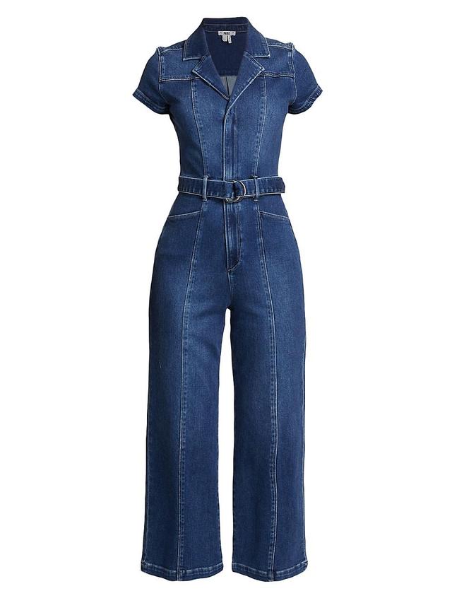 Womens Anessa Short-Sleeve Denim Crop Jumpsuit Product Image