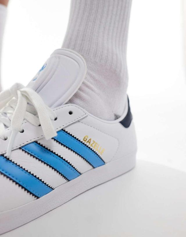 adidas Originals Gazelle sneakers in white and blue Product Image