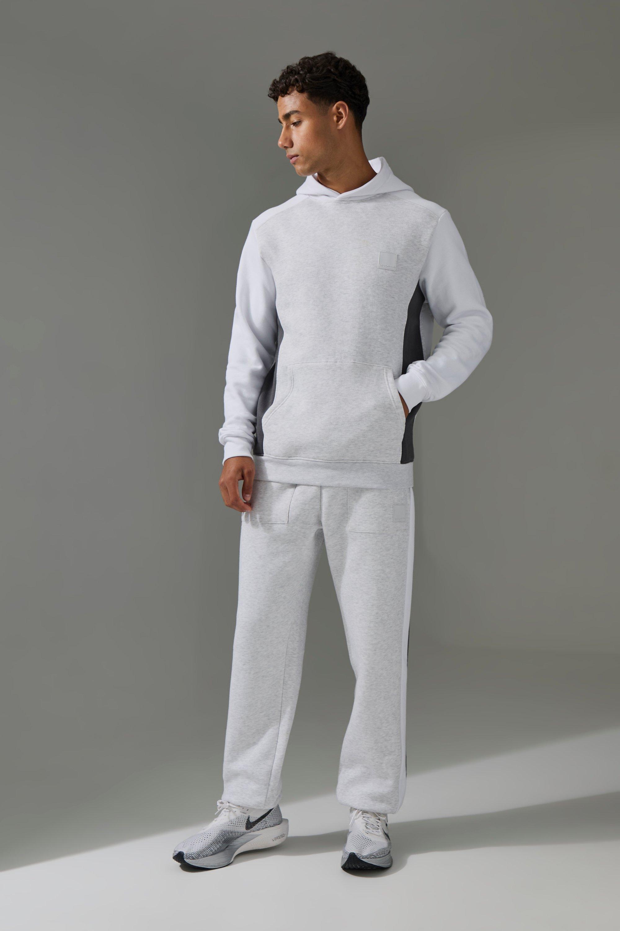 Man Active Colour Block Hoodie and Sweatpants Tracksuit | boohooMAN USA Product Image