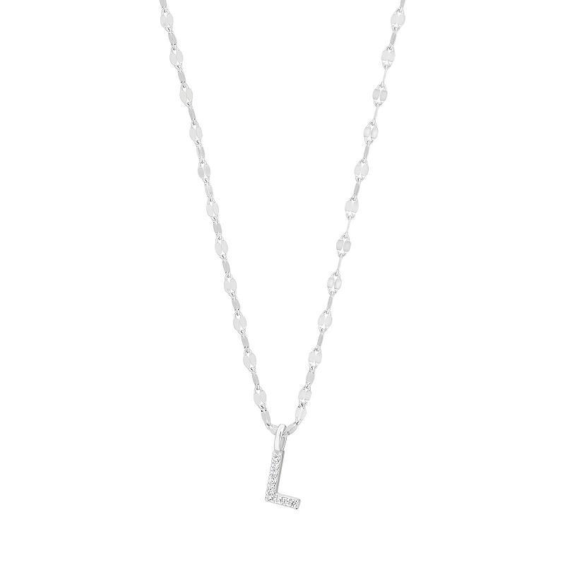 Judy Crowell Sterling Silver Cubic Zirconia Pave Mirror Chain Initial Necklace, Womens Product Image