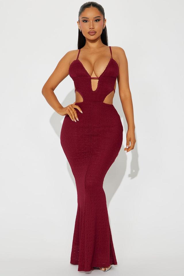 Rosie Lace Maxi Dress - Burgundy Product Image