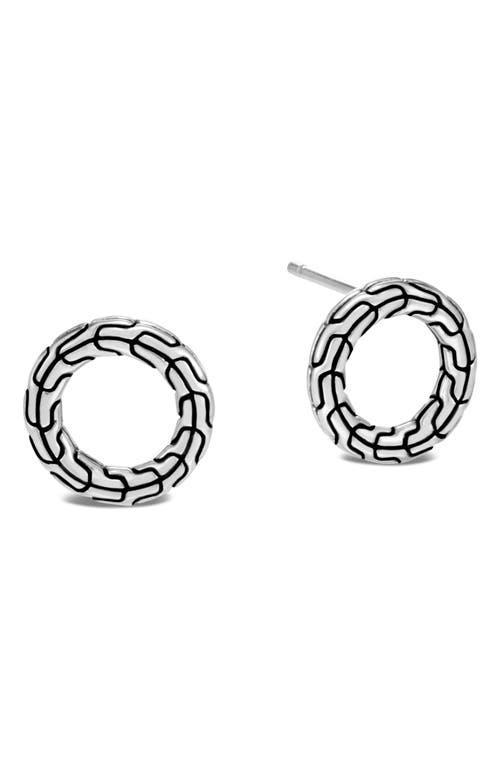 Womens Classic Chain Sterling Silver Open Circle Stud Earrings Product Image