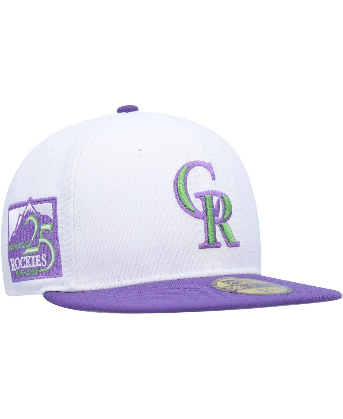 Mens New Era White Colorado Rockies 25th Anniversary Side Patch 59FIFTY Fitted Hat Product Image