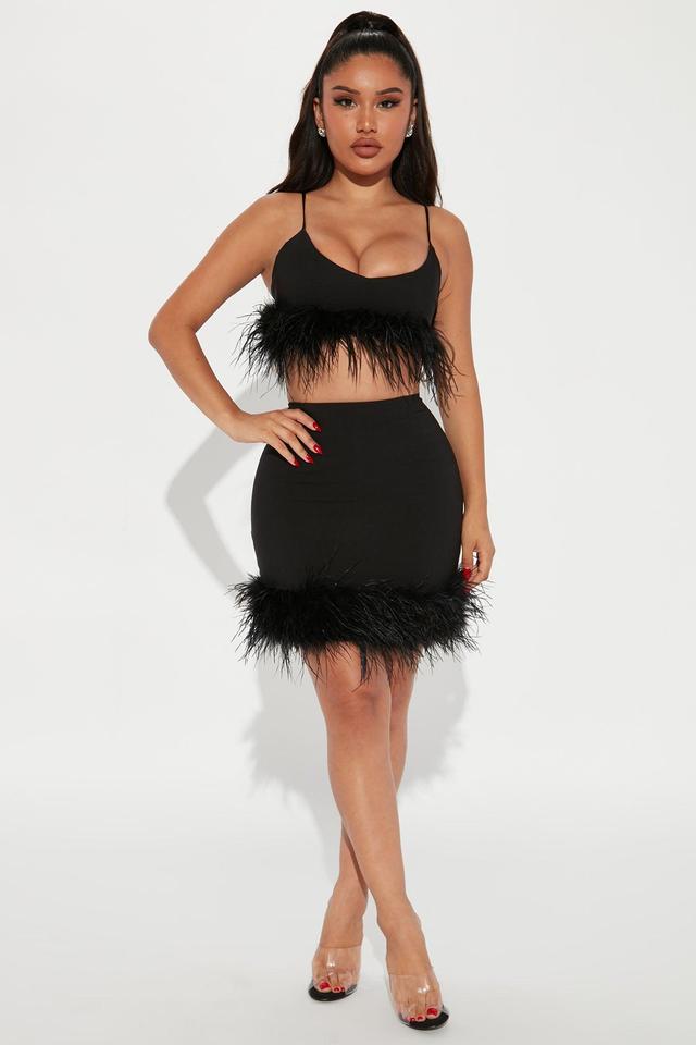 Chic In The City Feather Skirt Set - Black Product Image