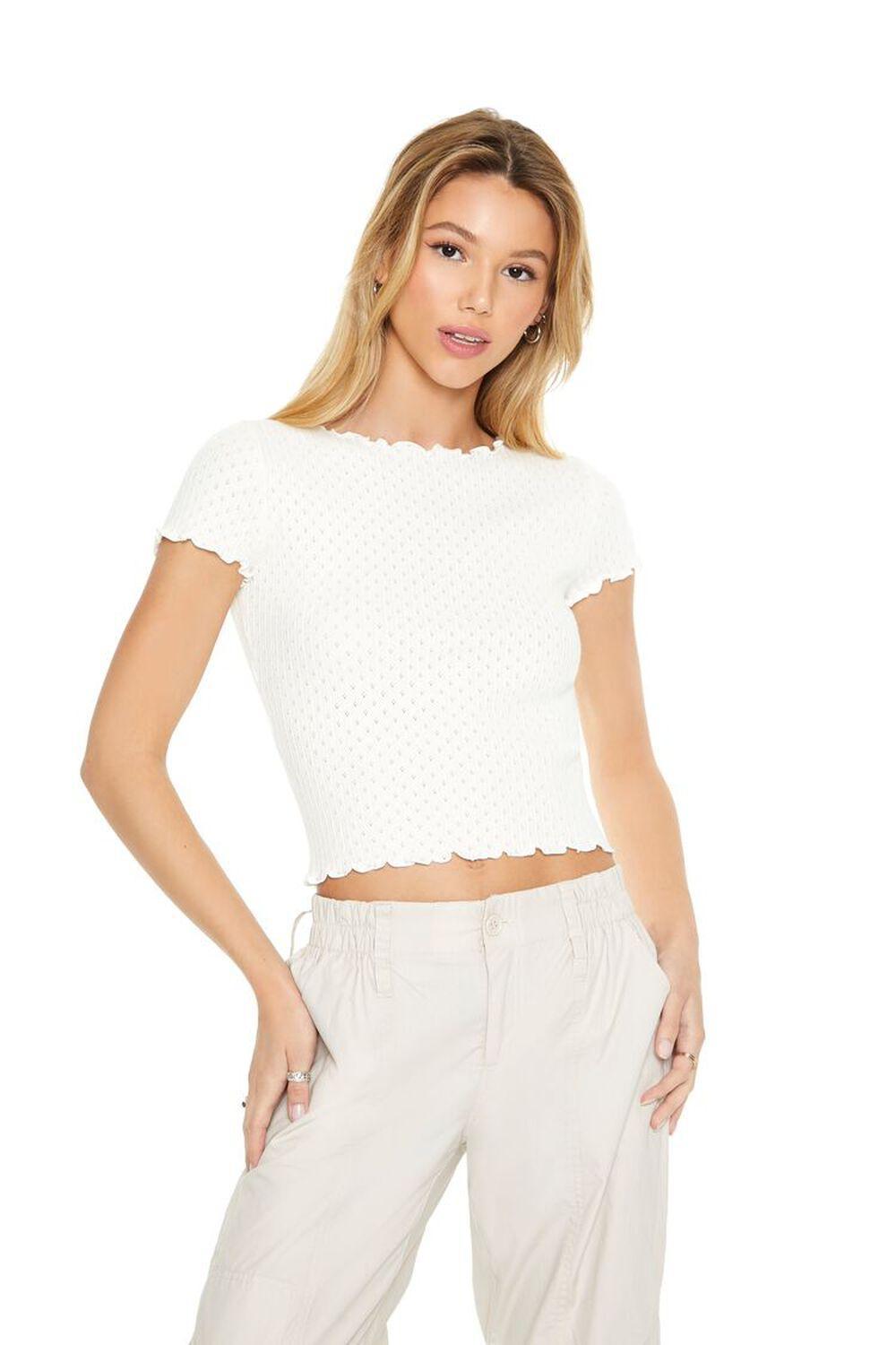 Sweater-Knit Lettuce-Edge Top | Forever 21 Product Image