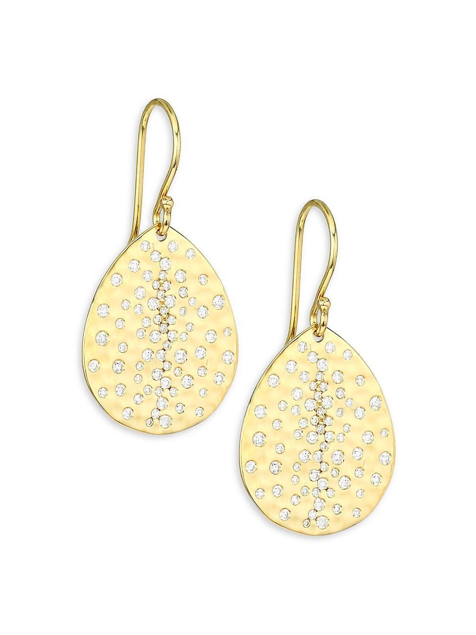 Womens Stardust 18K Yellow Gold & Diamond Crinkle Teardrop Earrings Product Image