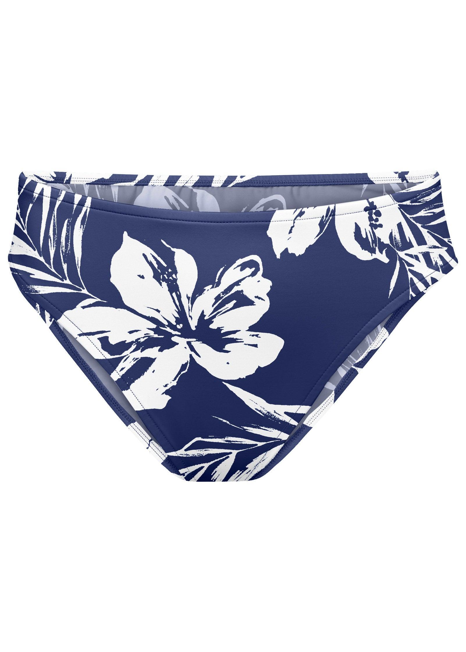 Fiji Mid Rise Moderate  - Navy Blue Hibiscus Product Image