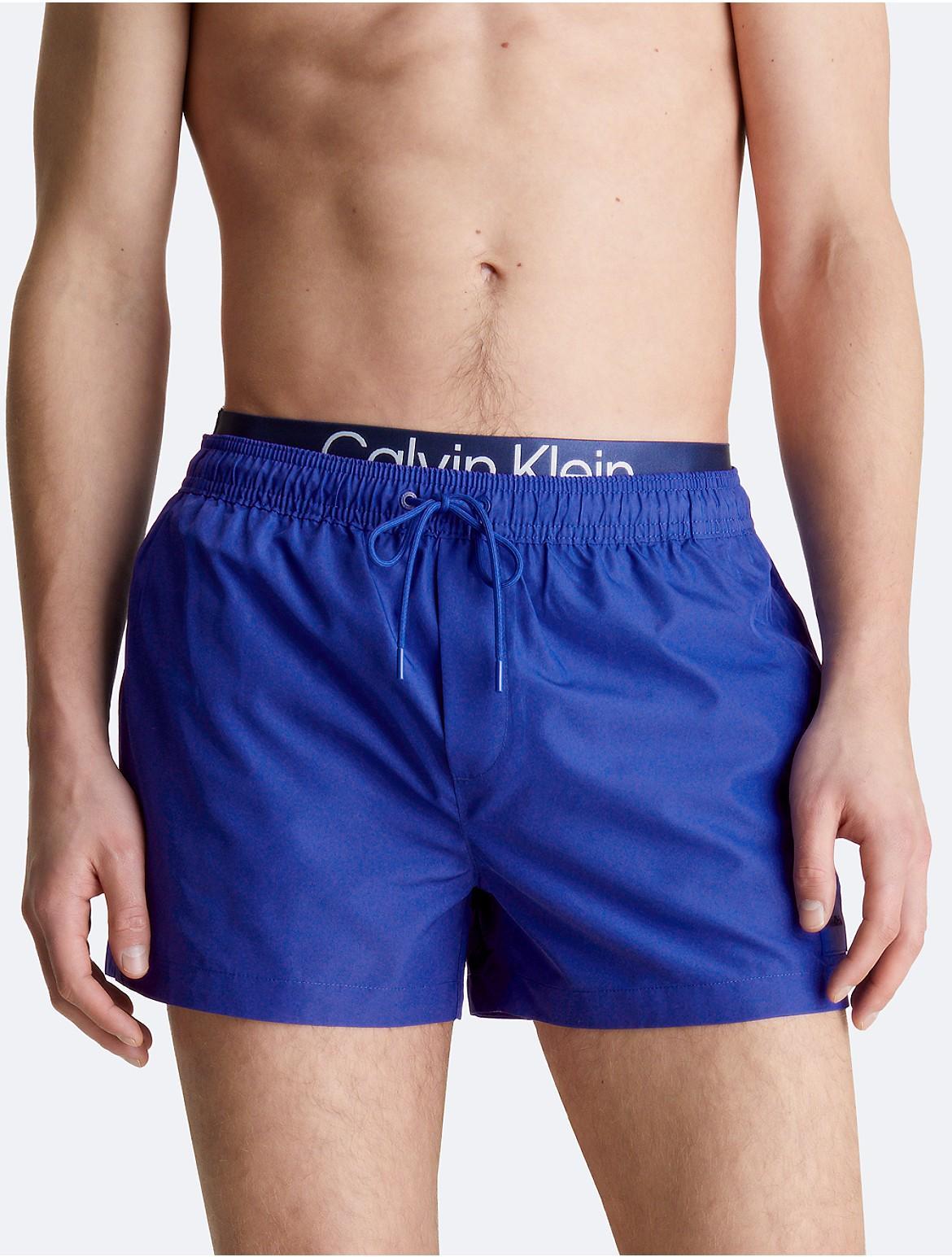 Calvin Klein Mens Double Waistband Swim Shorts - Blue - L Product Image