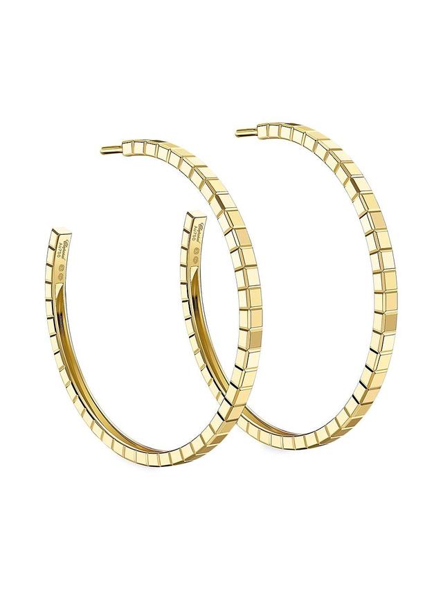 Womens Ice Cube 18K Yellow Gold Hoop Earrings Product Image