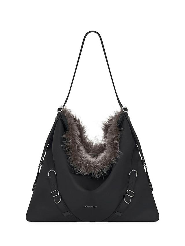 Mens Large Crossbody Voyou Bag In Nylon And Faux Fur Product Image