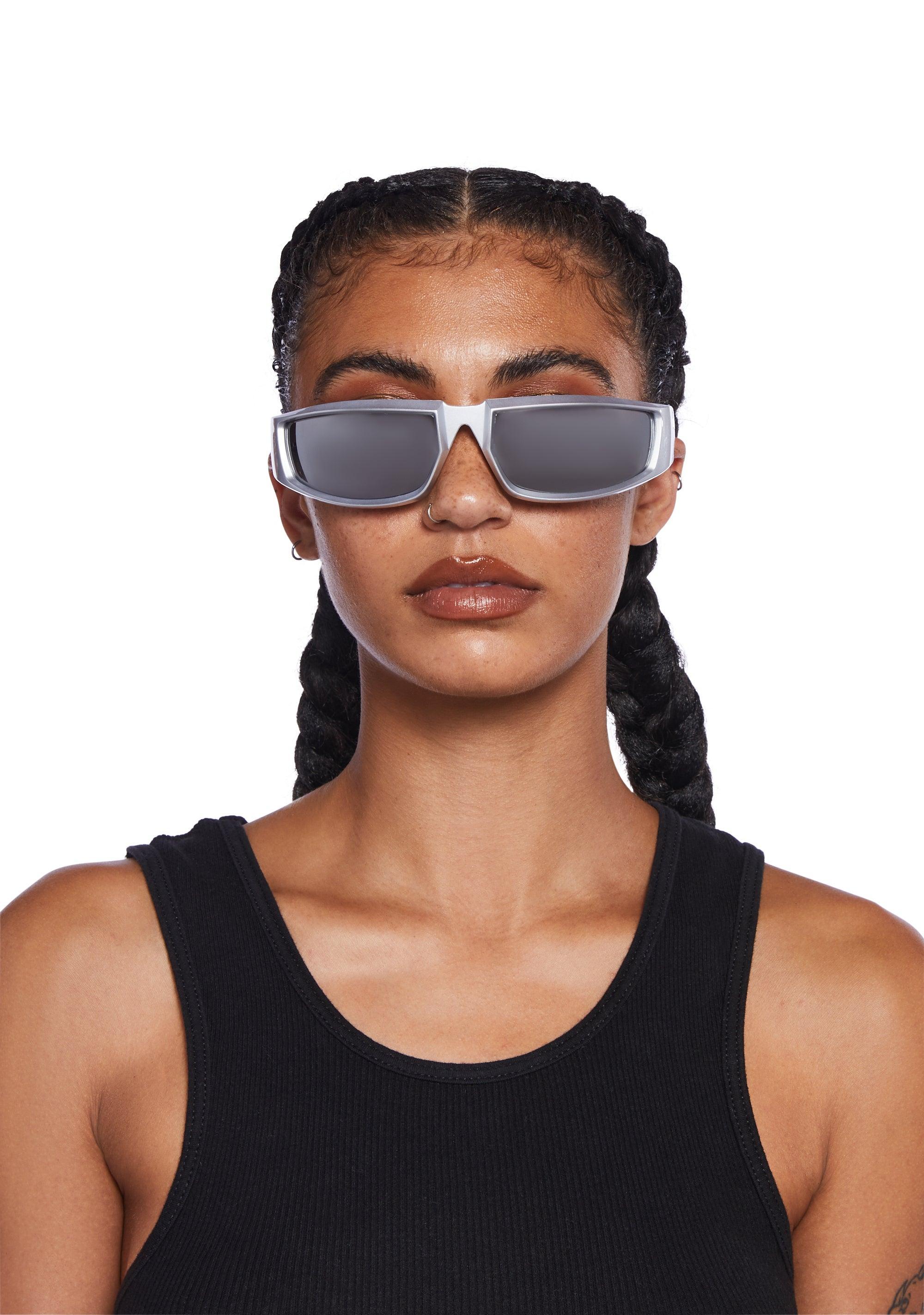 90s Retro Y2K Shield Tinted Sunglasses - Silver product image