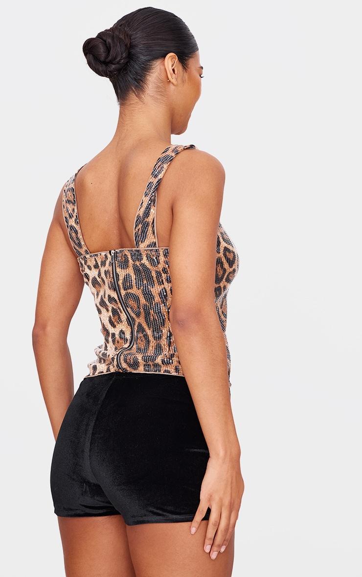 Brown Sequin Leopard Print Corset Product Image