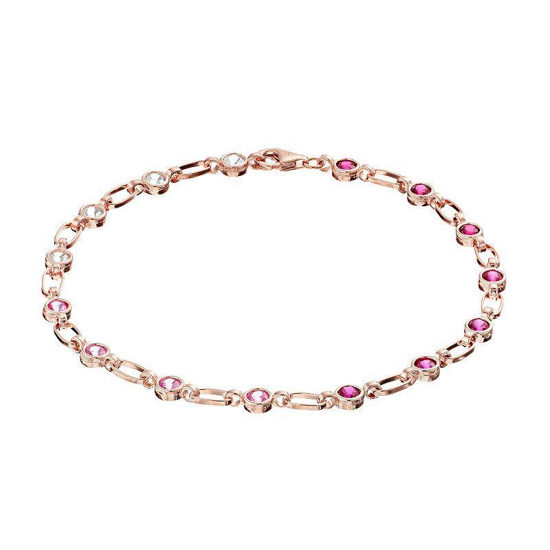 Kristen Kesho Sterling Silver Lab-Created Gemstone Tennis Bracelet, Womens Pink Tone Product Image