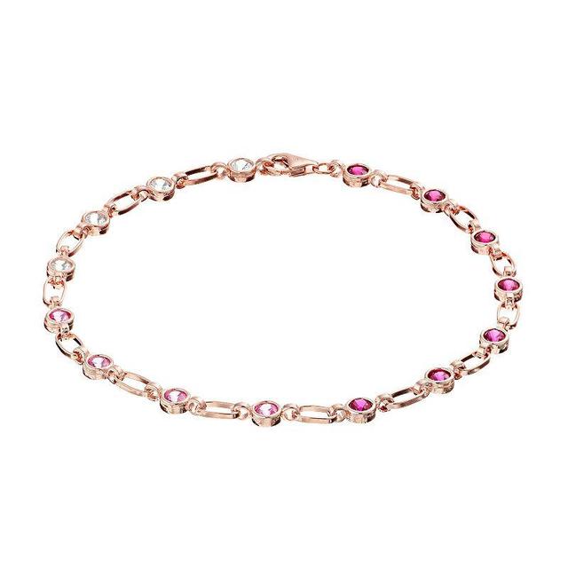 Kristen Kesho Sterling Silver Lab-Created Gemstone Tennis Bracelet, Womens Pink Tone Product Image