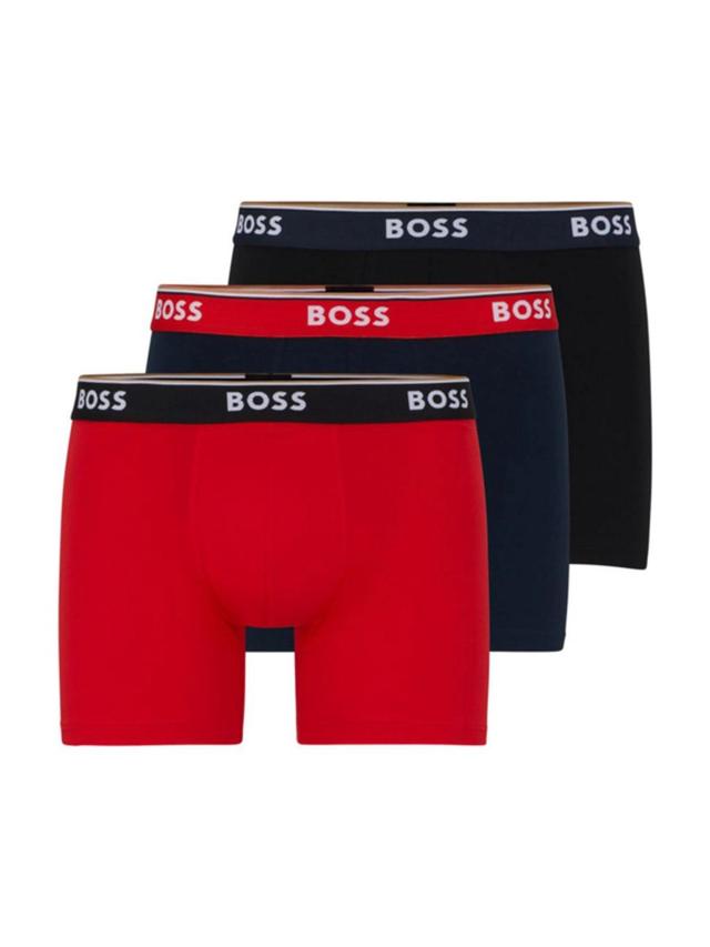 HUGO BOSS Men's Three-pack Of Boxer Briefs With Logo Waistband In Assorted Red Product Image