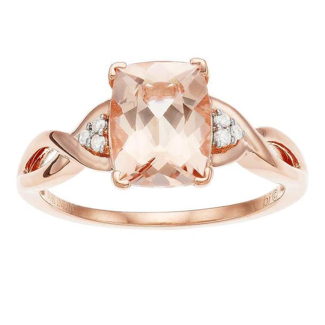 Gemminded 10k Rose Gold Morganite Diamond Accent Ring, Womens 10k Pink Product Image