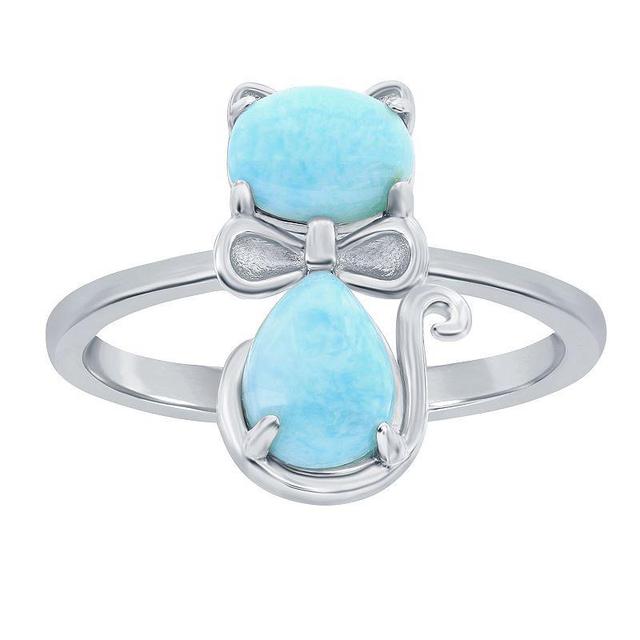 Sterling Silver Larimar Cat Ring Product Image