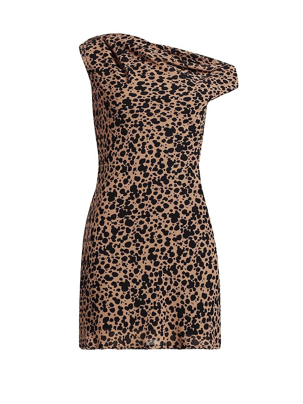 Womens Kristine Asymmetric Leopard Minidress Product Image