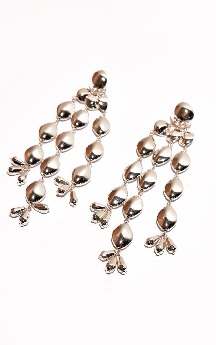 Silver Oval Statement Drop Earrings Product Image