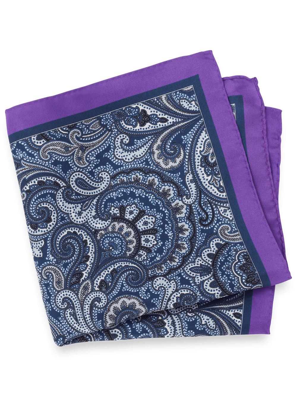 Paisley Silk Pocket Square - Blue/purple Product Image