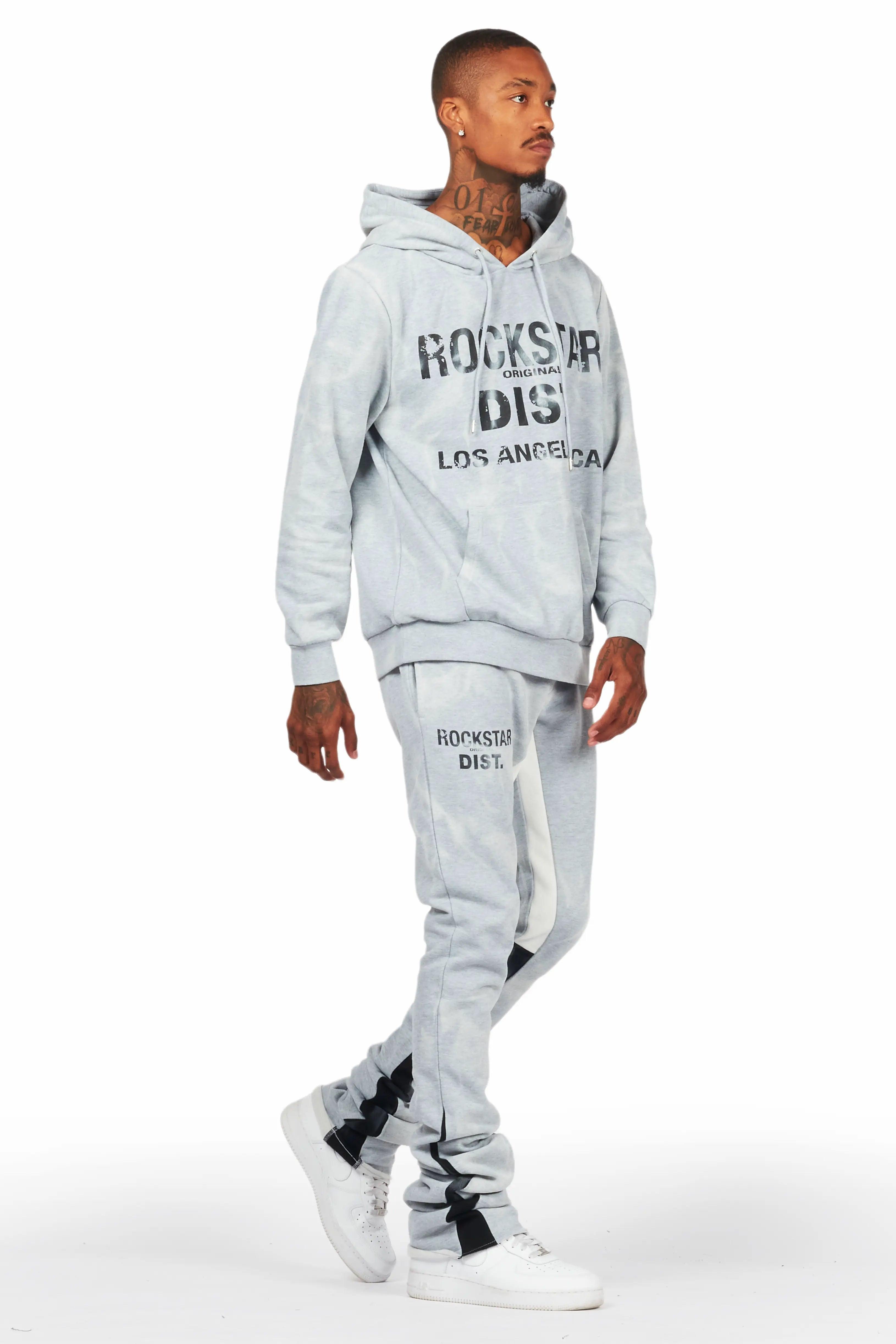 Nelly Heather Grey Hoodie/Super Stacked Flare Pant Set Male Product Image