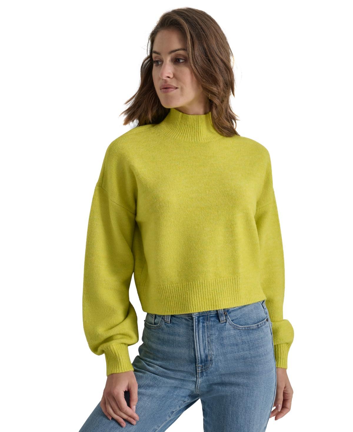 Dkny Jeans Womens Boxy Cropped Mock-Neck Sweater Product Image