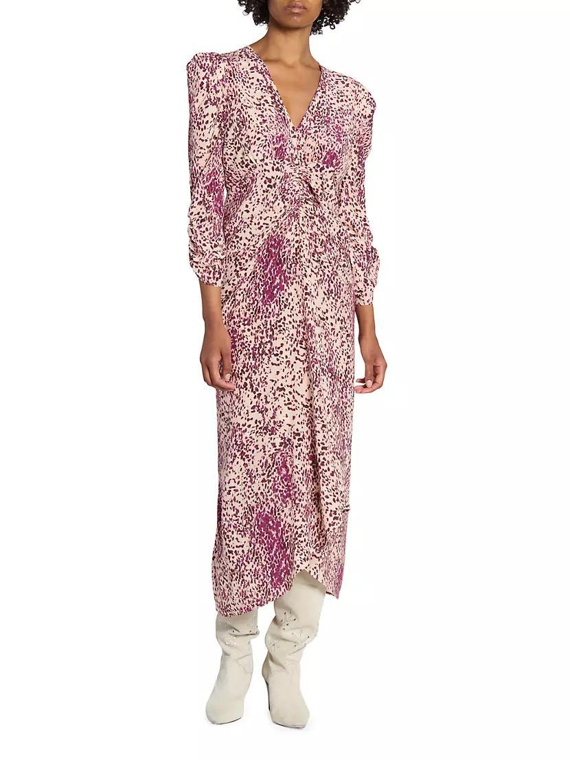 Albini Printed Silk-Blend Gathered Midi-Dress Product Image