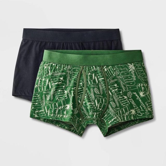 Mens Postcard Print Trunks 2pk - Goodfellow & Co Forest Product Image