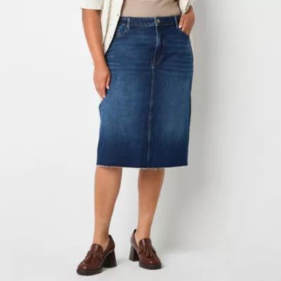 a.n.a Womens High Rise Midi Denim Skirt-Plus Product Image