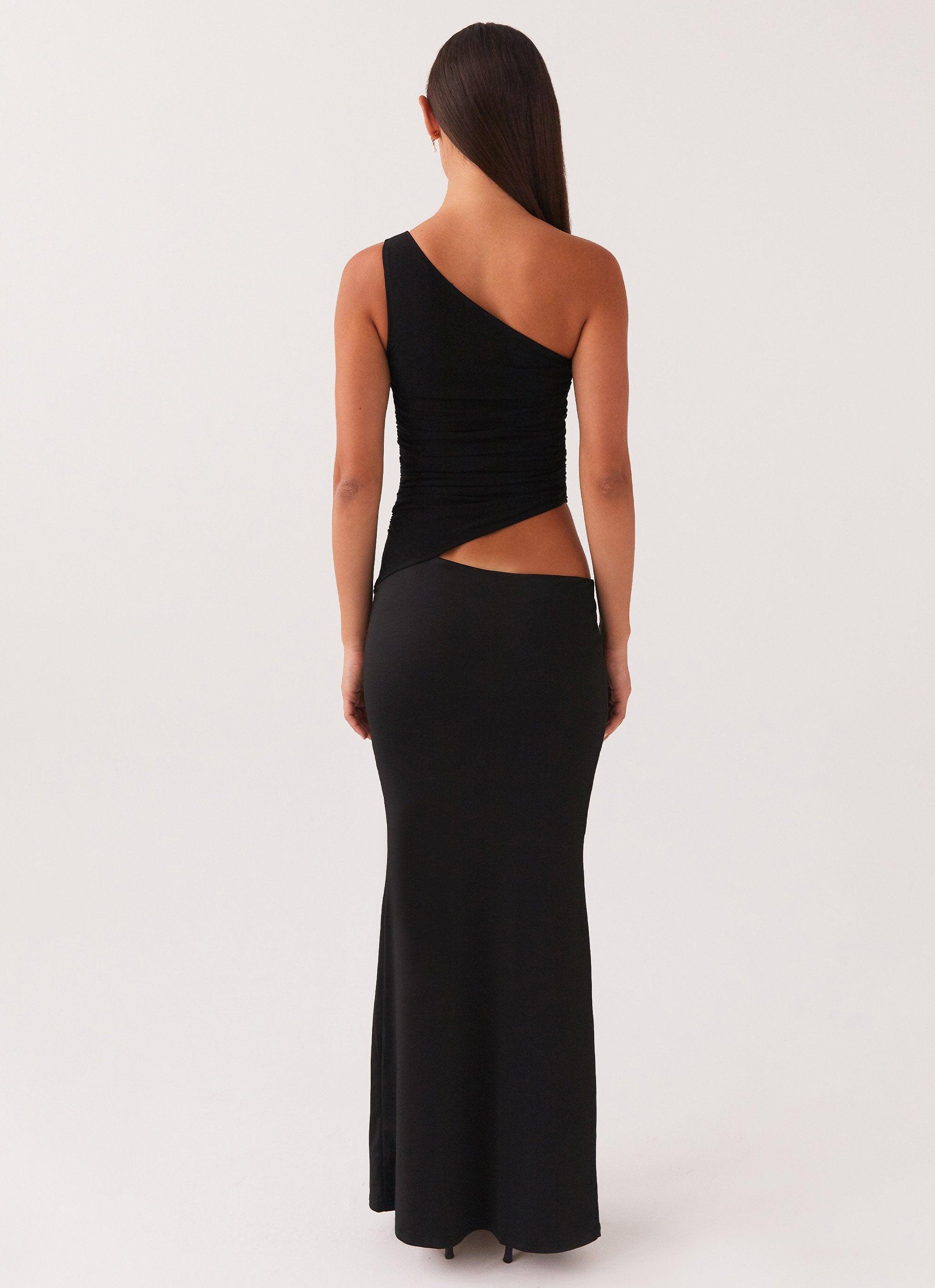 Seranella One Shoulder Maxi Dress - Black Product Image