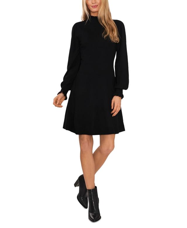 CeCe Mock Neck Long Sleeve Fit & Flare Sweater Dress Product Image