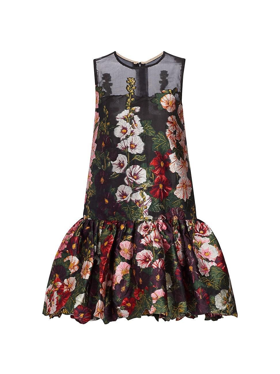 Hollyhocks Embroidered Drop-Waist Fil Coupe Mini Dress Product Image