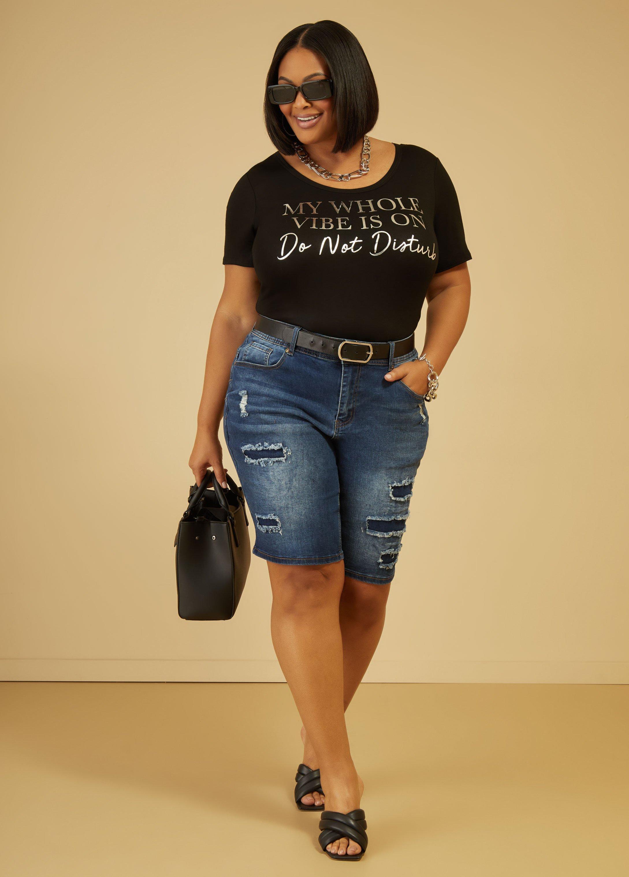 Plus Size My Whole Vibe Metallic Graphic Tee Ashley Stewart Product Image