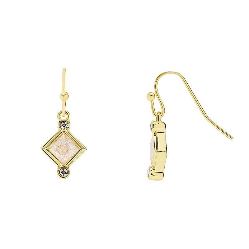 LC Lauren Conrad Gold Tone White Diamond Shape Drop Earrings, Womens Product Image