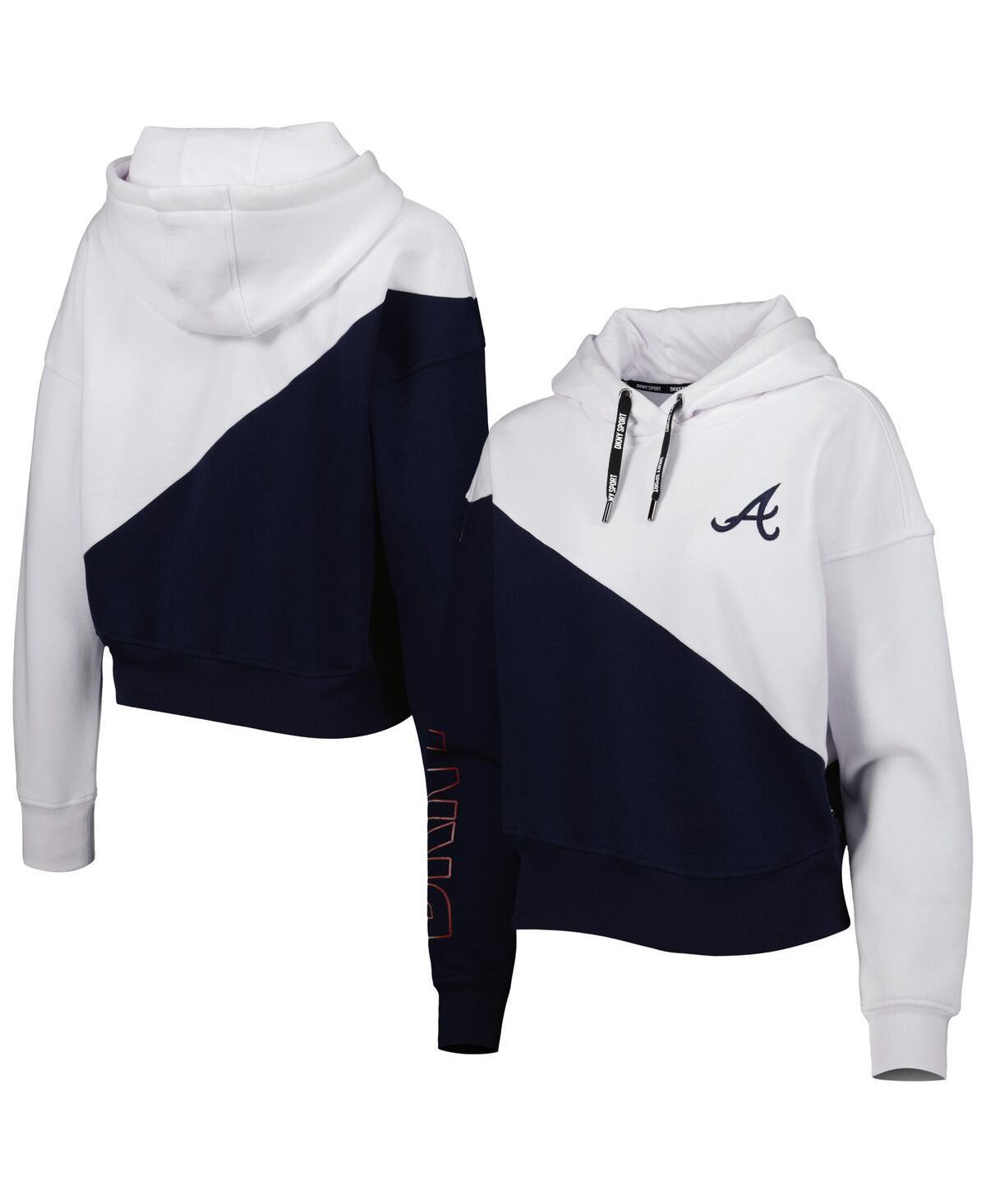 Womens Dkny Sport Navy Atlanta Braves Bobbi Colorblock Pullover Hoodie - Navy Product Image