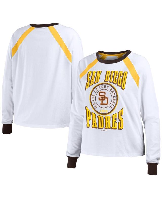 Womens WEAR by Erin Andrews San Diego Padres Raglan Long Sleeve T-Shirt Product Image