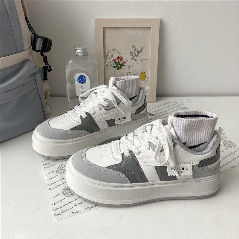 Contrast Trim Platform Sneakers Product Image