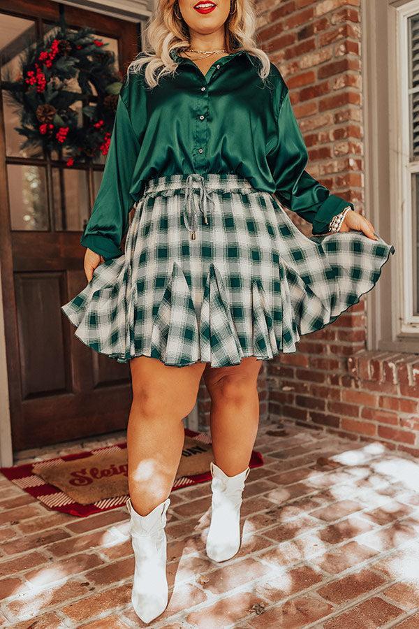 Small Town Holiday Skirt In Green Curves Product Image