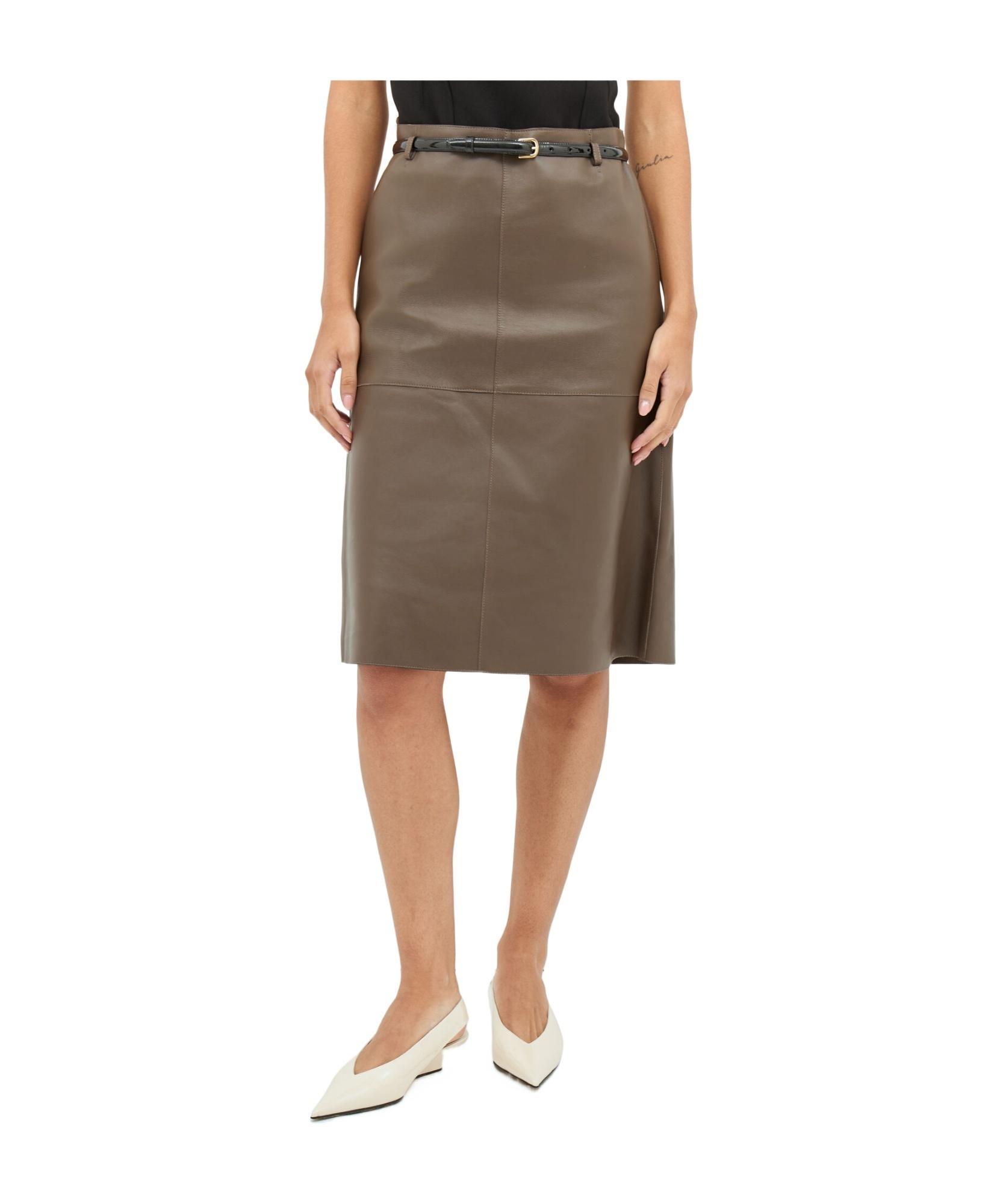 TOTÊME Leather Midi Skirt In Multicolor Product Image