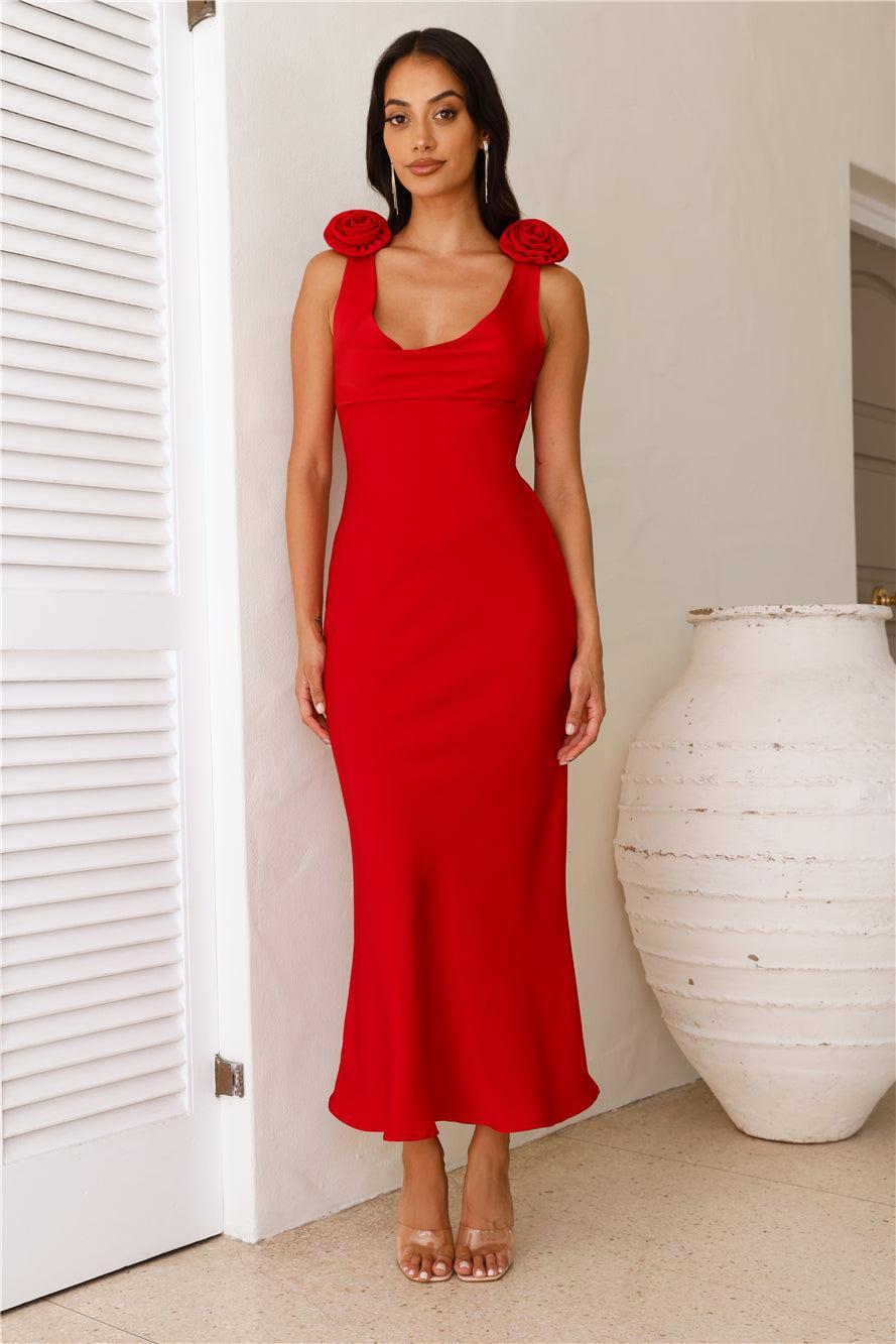 Event Of All Events Satin Maxi Dress Red Product Image