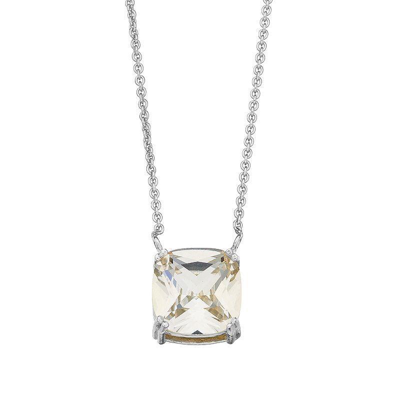 Aleure Precioso Sterling Silver Crystal Pendant Necklace, Womens White Product Image