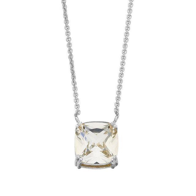 Aleure Precioso Sterling Silver Crystal Pendant Necklace, Womens White Product Image