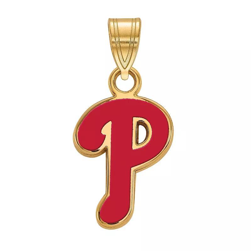 LogoArt Sterling Silver Philadelphia Phillies Small Red Enameled Pendant, Womens Gold Tone Product Image