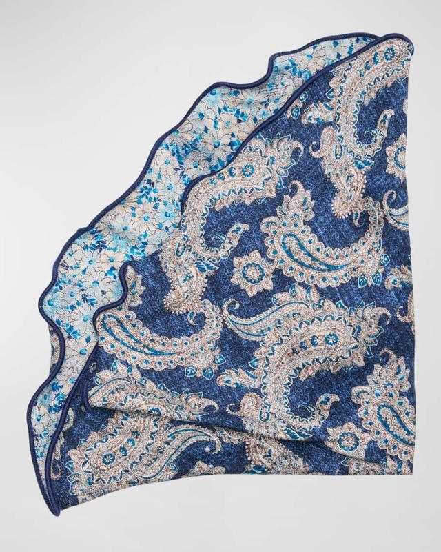 Mens Silk Reversible Floral-Paisley Pocket Circle Product Image